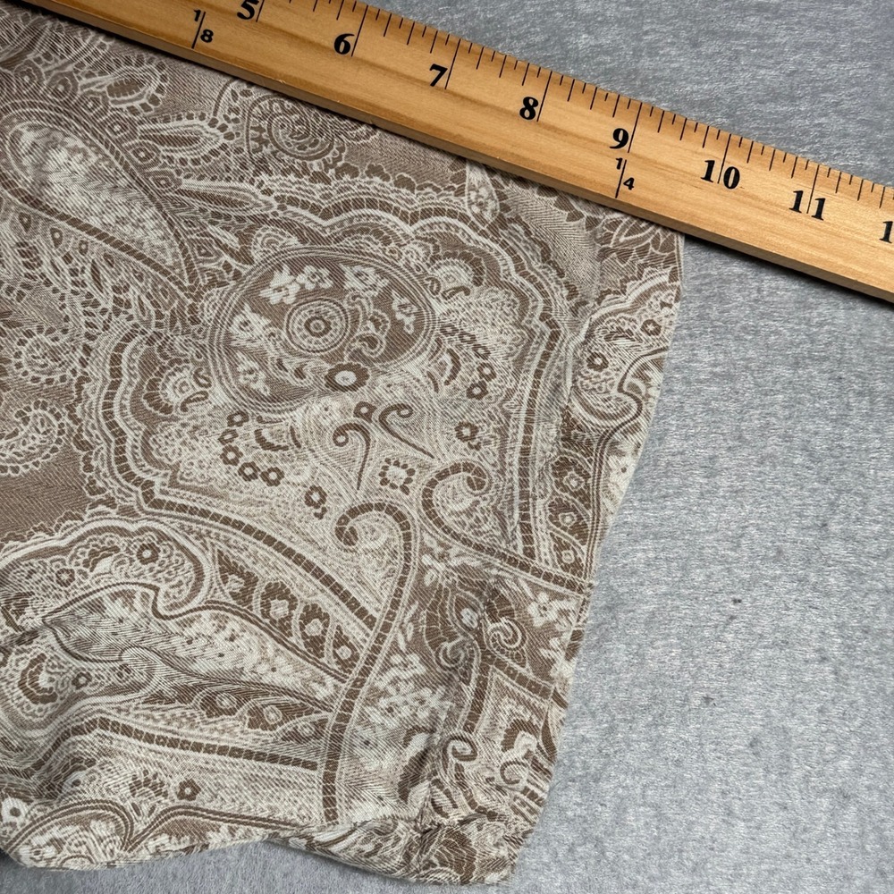 Tommy Bahama Mens Short Sleeve Paisley Camp Shirt Tan Cream Button Up Medium - Picture 7 of 11